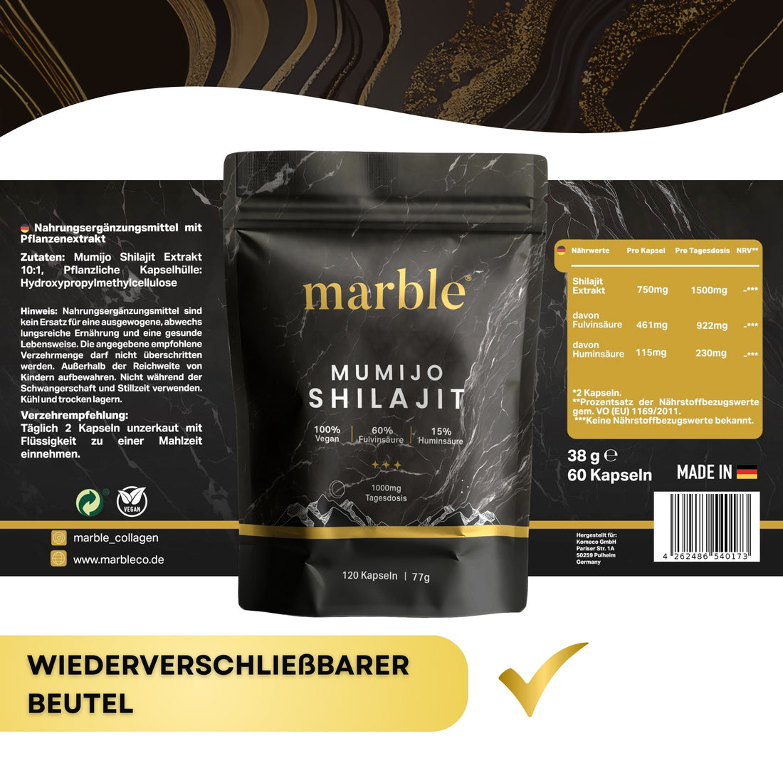 Shilajit Capsules 98G Original with MCT Oil