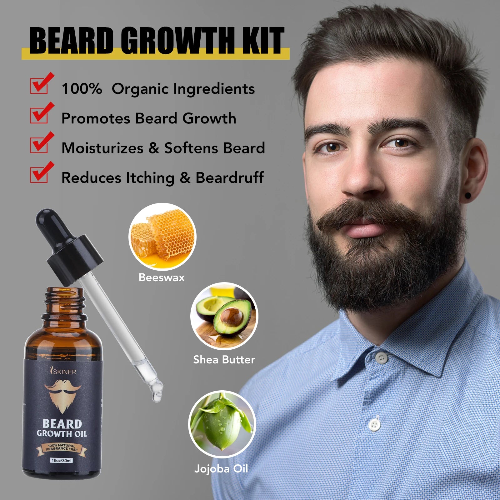 Beard Growth Kit for Men
